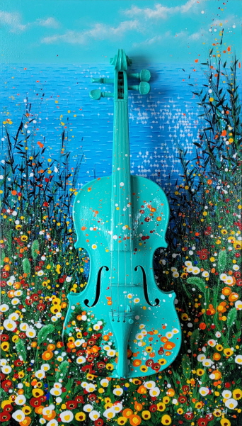 신재순-이브의 바이올린, 헌바이올린에 채색=대구환경미협 제공