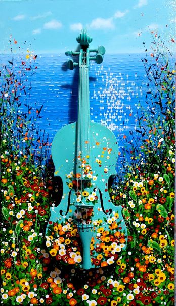 -Eve_s violin #1, 46x80cm, Acrylic on Hanji, 2021